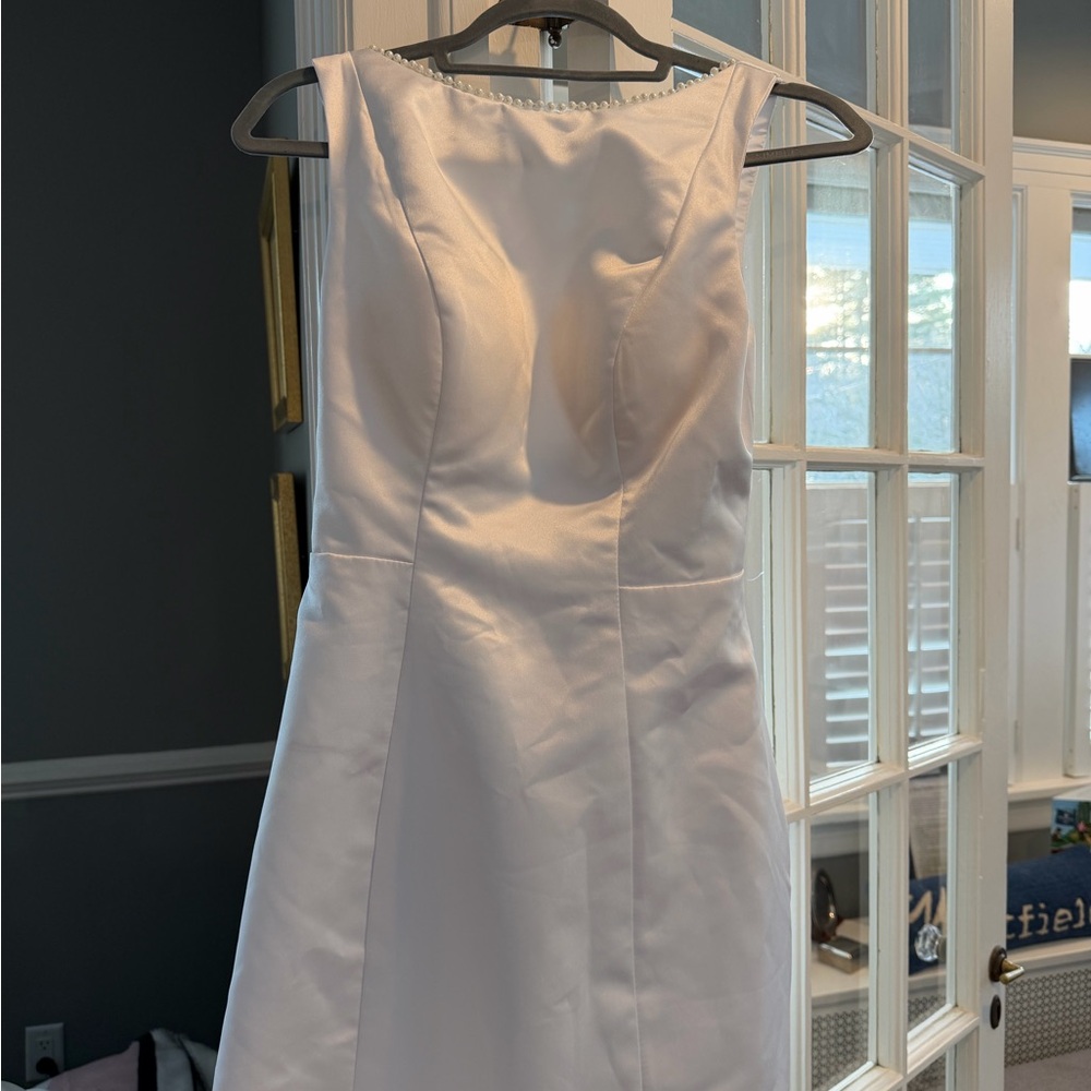 White Satin Mini Dress – Size 4 – Bridal